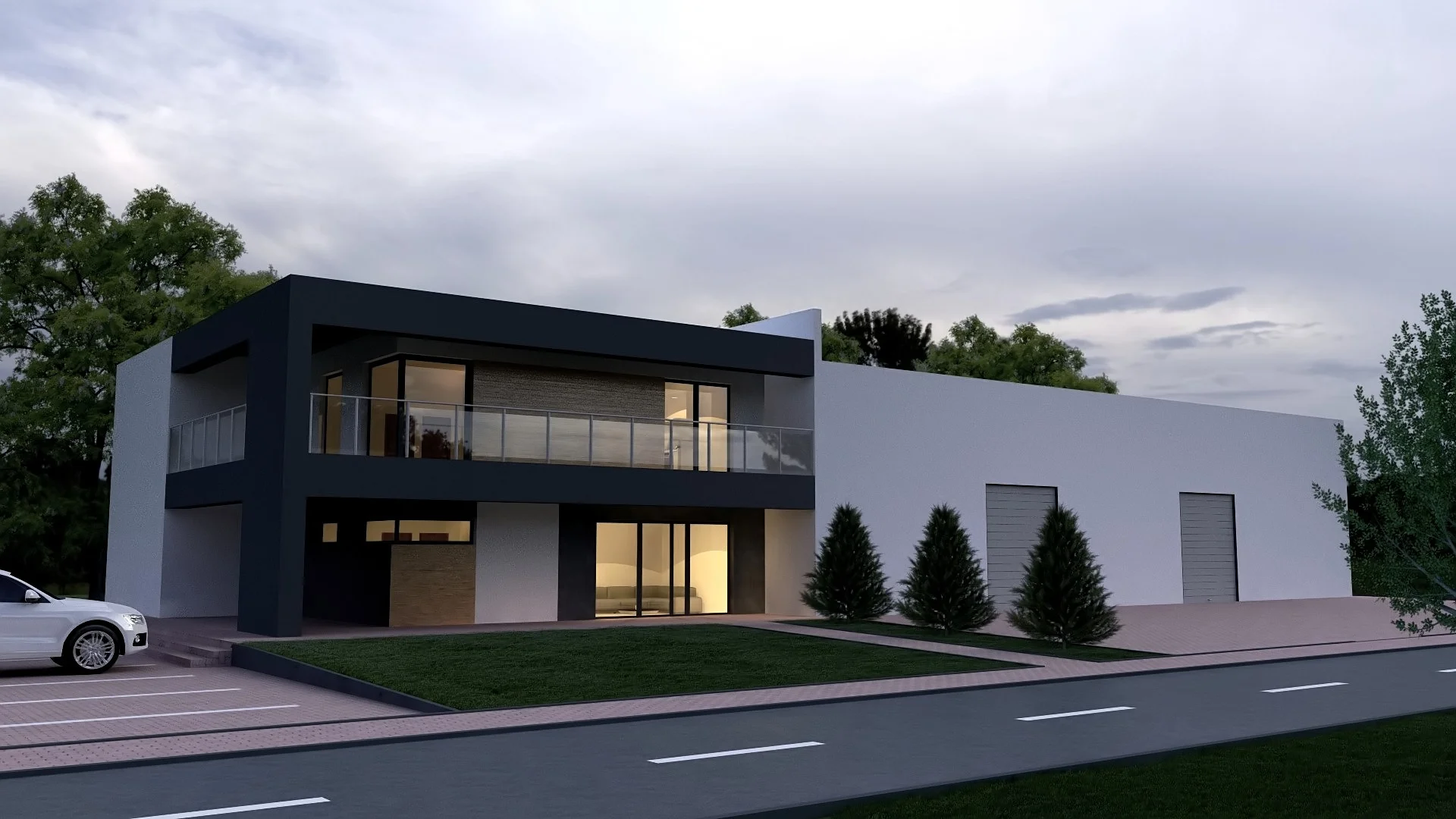 wizualizacja budynku usługowego - projekt Gorsky Design Toruń