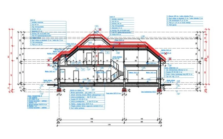 adaptacja projektu gotowego, zmiany na przekroju - biuro projektowe Gorsky Design Toruń