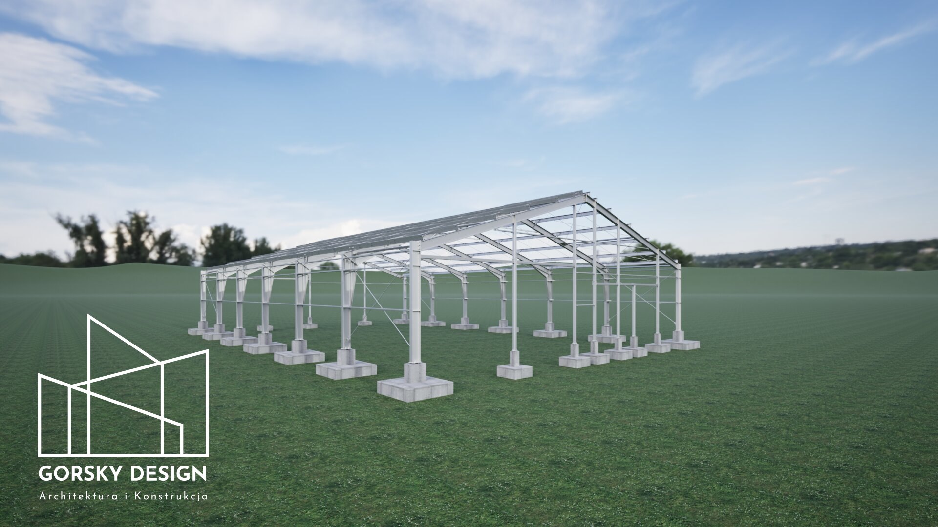 Wizualizacja konstrukcji hali stalowej