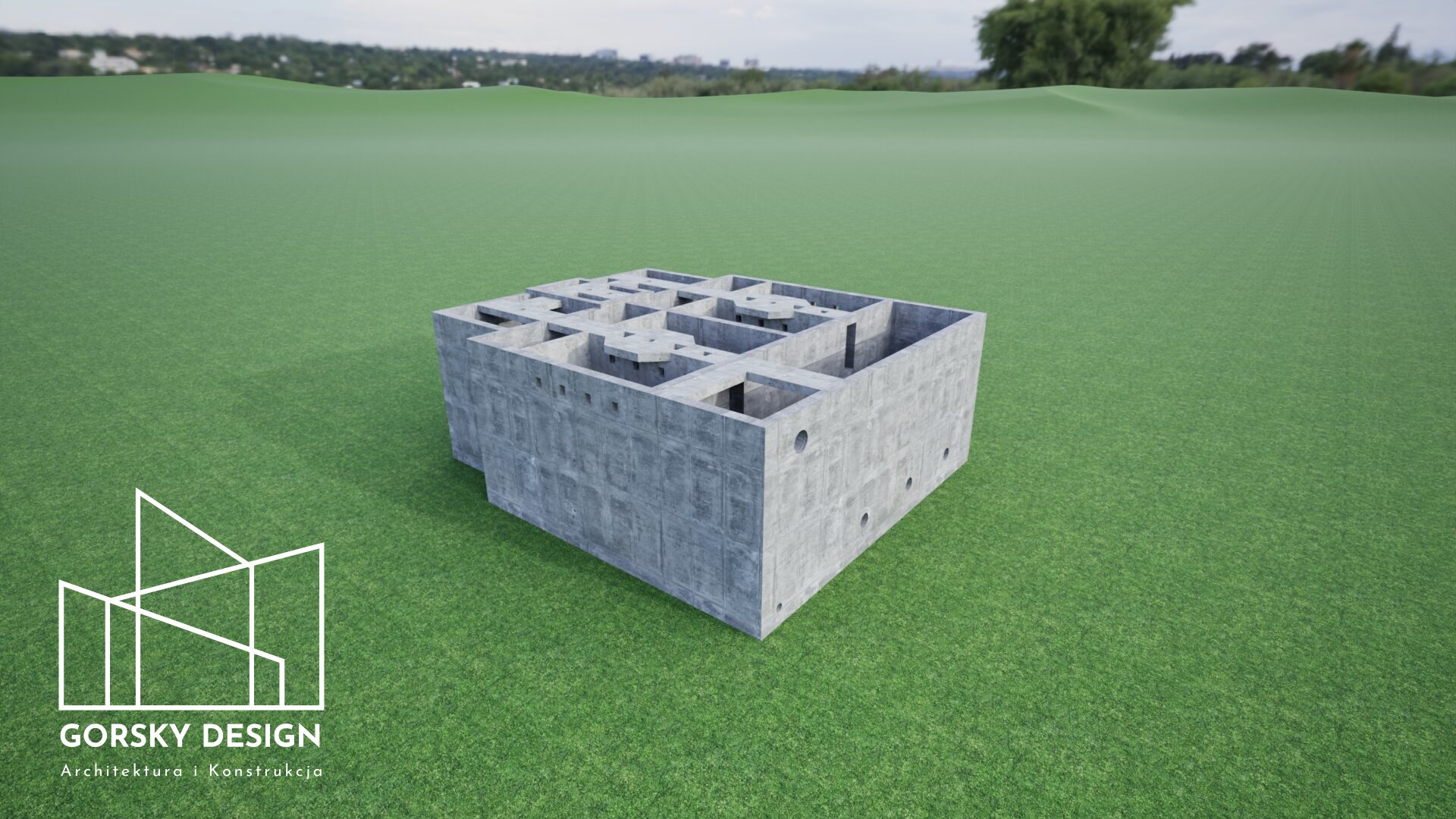 Fundament budynku stacji uzdatniania wody o konstrukcji żelbetowej