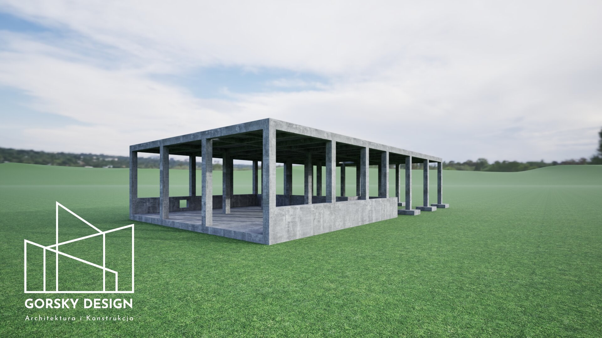 Wizualizacja budynku żelbetowego dla kompleksu elektrowni