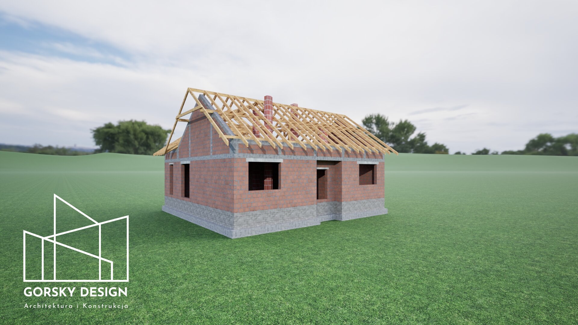 Wizualizacja konstrukcji domu z poddaszem